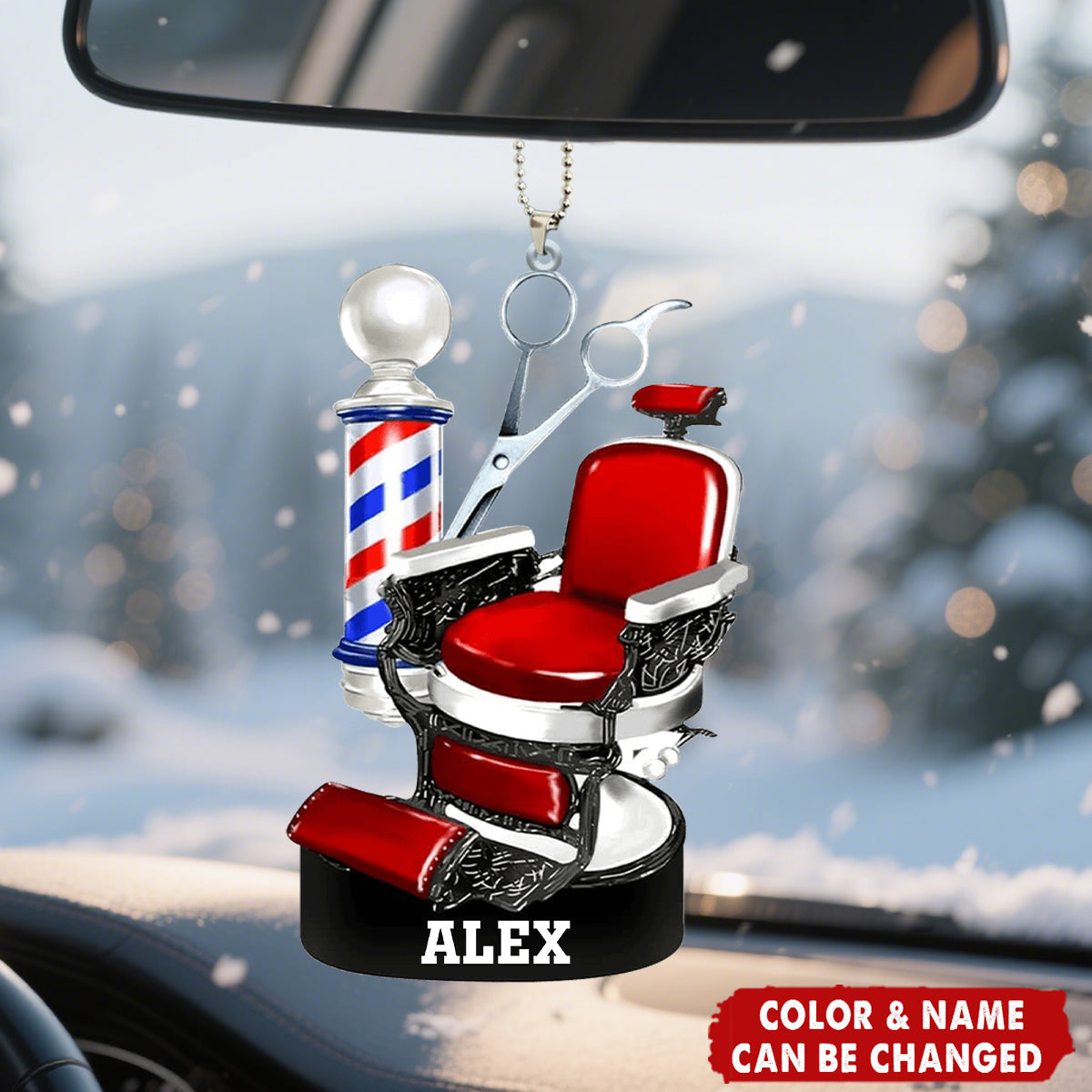 Personalized Barber Chair Car Ornament