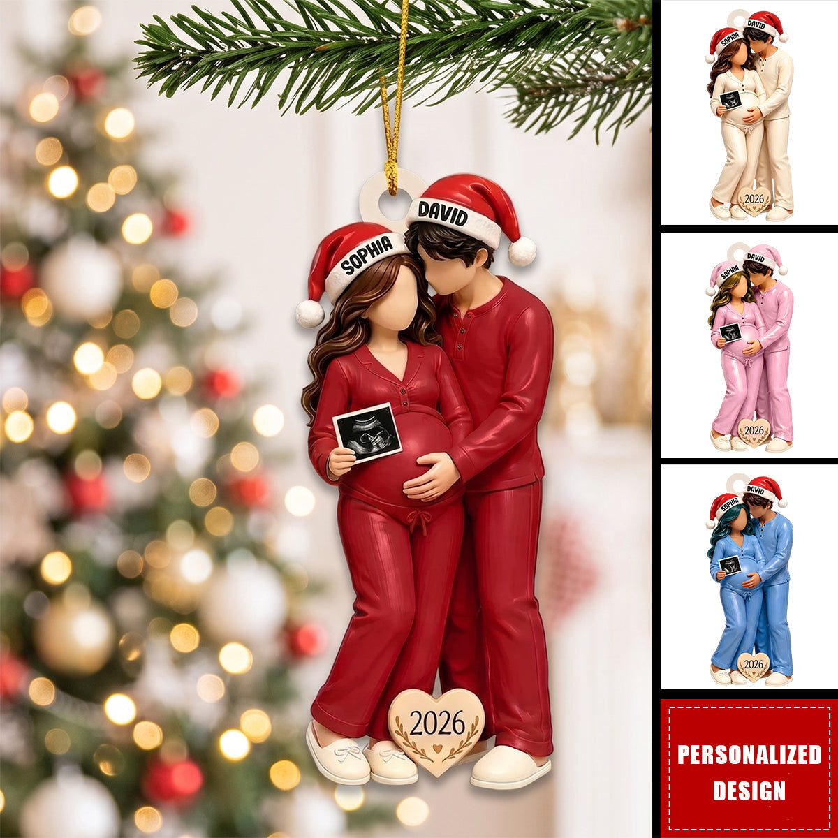 Personalized Expecting Parents Christmas Ornament - Custom Baby Ultrasound Keepsake