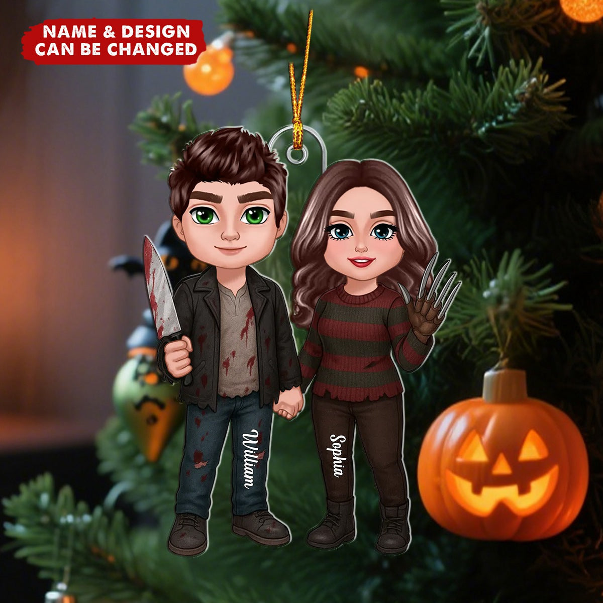 Halloween Horror Theme Couple Matching Personalized Acrylic Ornament