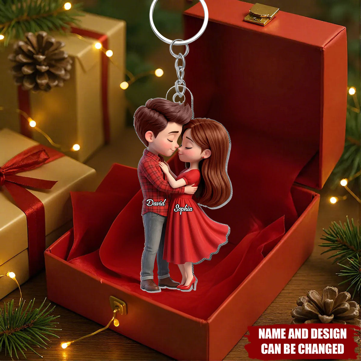 Romantic Love Couple - Personalized Acrylic Keychain - Sentimental Gift for him, for her