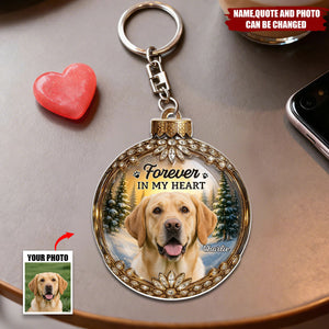 Custom Photo Memorial Christmas Forever In My Heart - Personalized Keychain