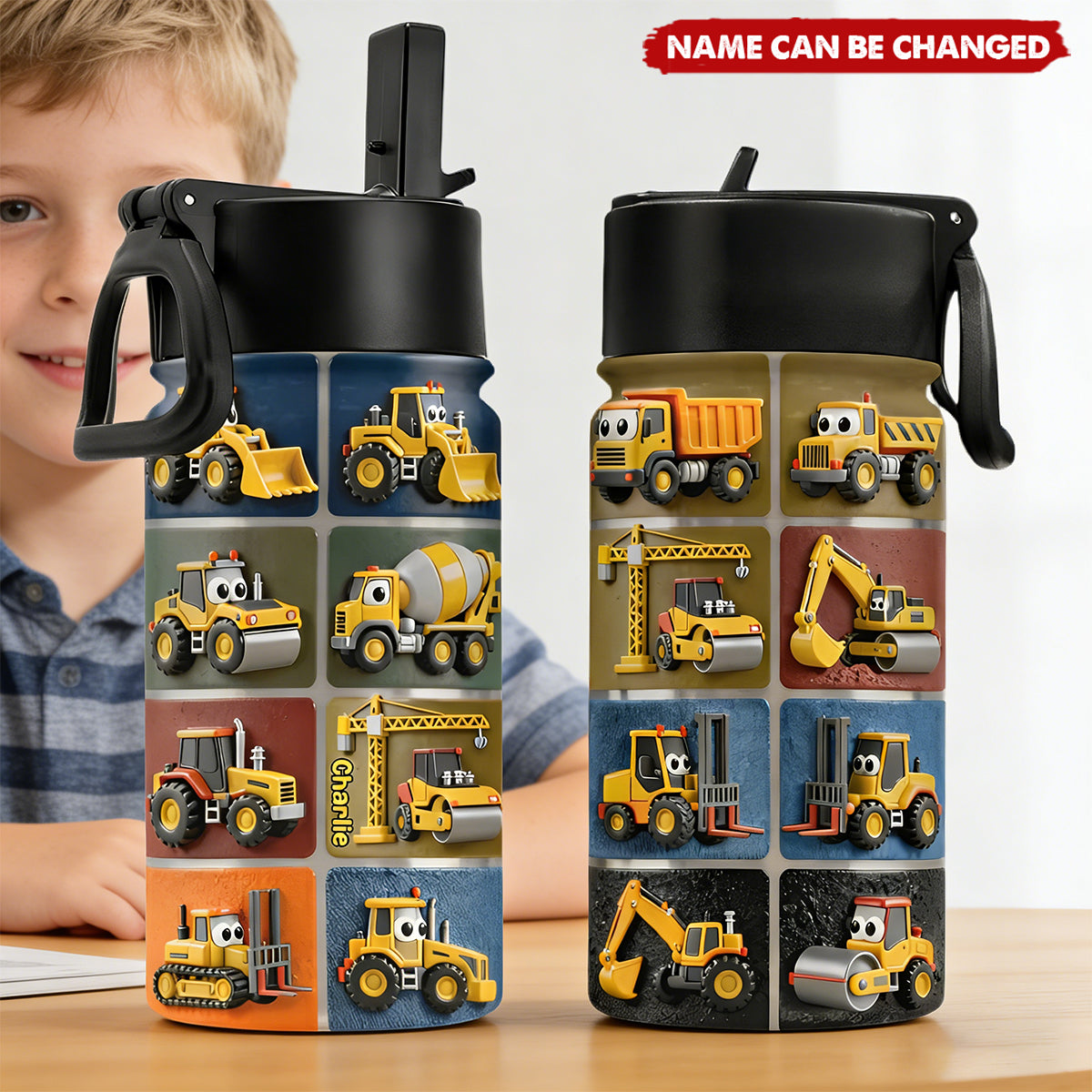 Construction Machines - Personalized Kid Tumbler