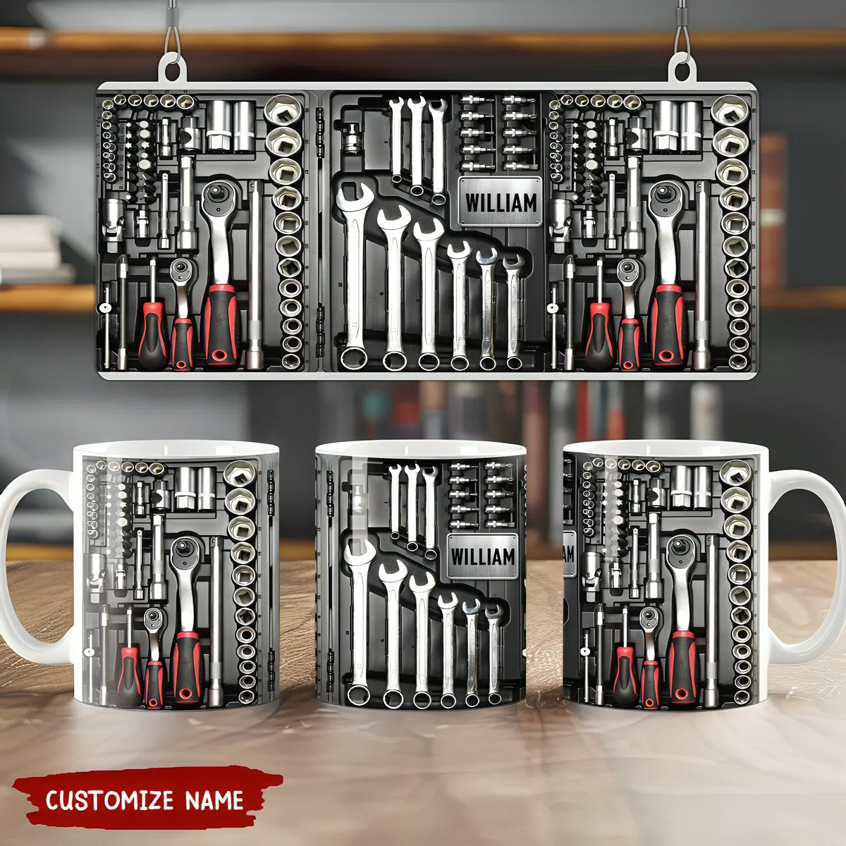 Tool Box Mechanic Personalized Mug, Father's Day, Gifts for Men, Toolkit