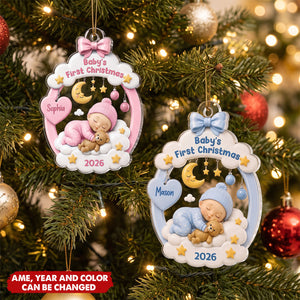 Baby’s First Christmas Sleeping Baby - Personalized Acrylic Custom Shape Ornament