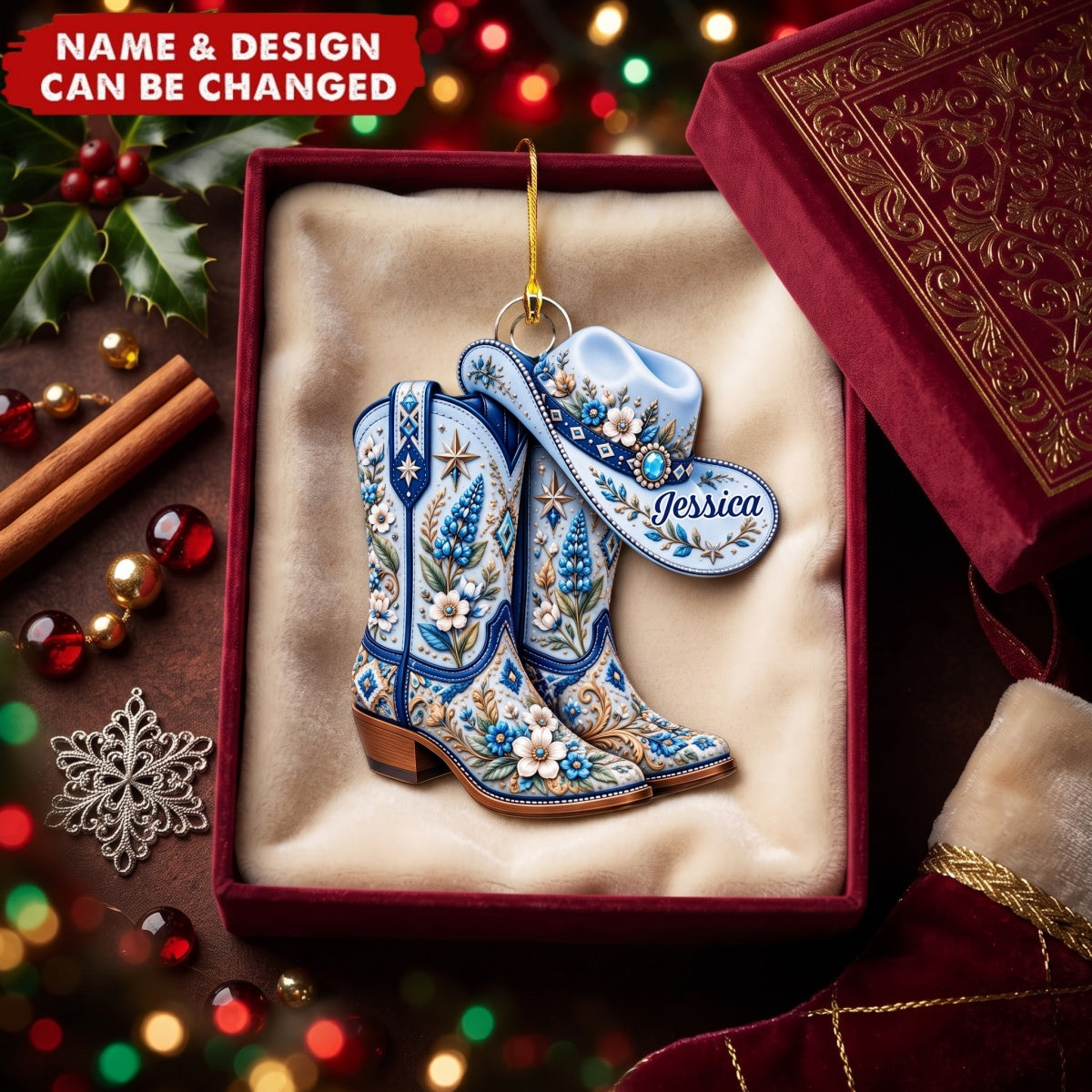 Cowgirl Boots & Hat – Personalized Acrylic Custom Shape Ornament