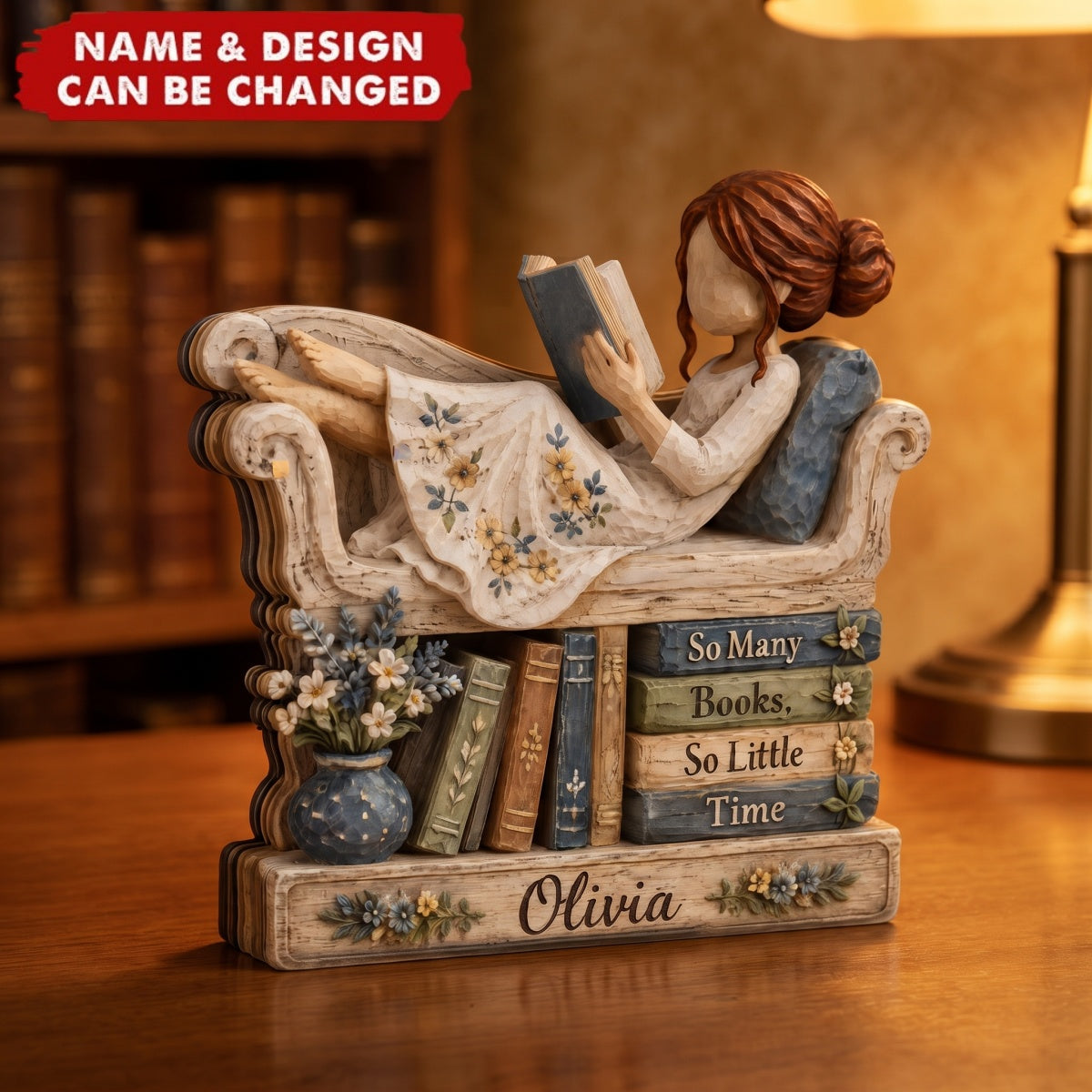So Many Books So Little Time - Personalized Customized 3-layered Wooden Plaque