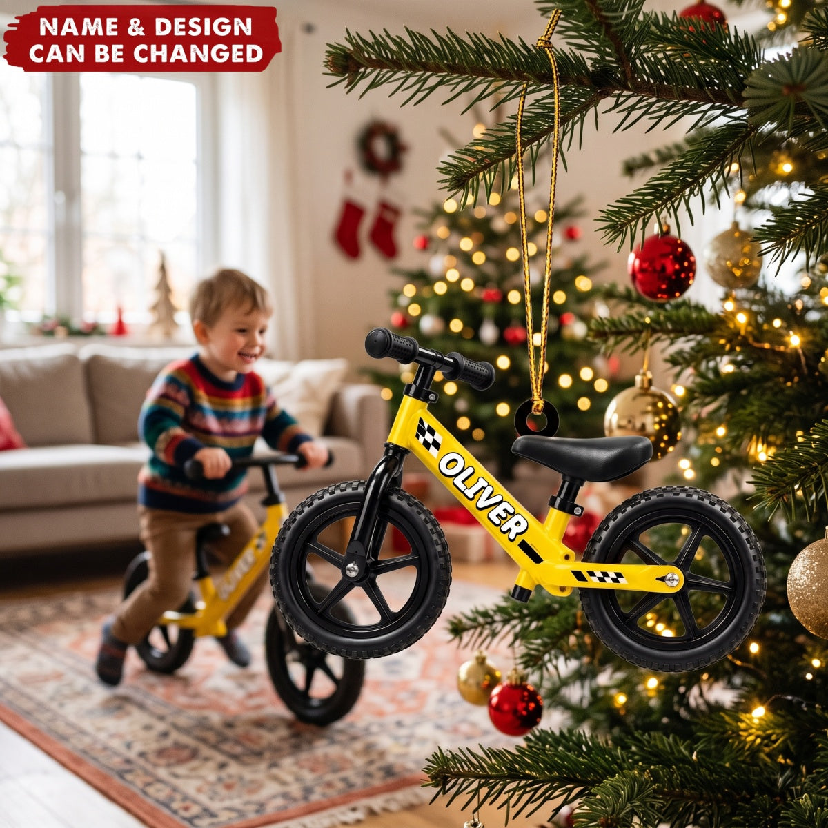 Balance Bike – Personalized Acrylic Custom Shape Ornament, Gift for Kids