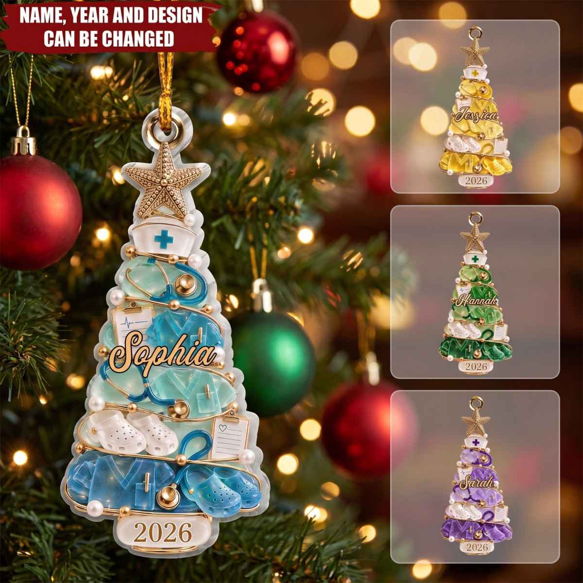 Nurse Life Merry Christmas – Personalized Acrylic Custom Shape Ornament