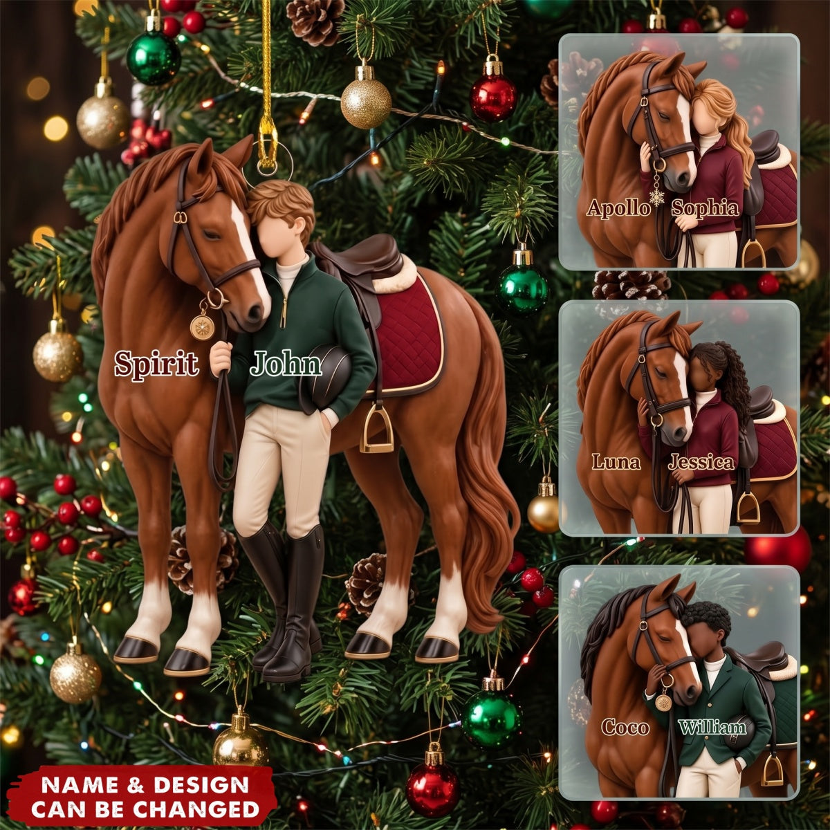 Equestrian  – Personalized Acrylic Custom Shape Ornament, Gift for Horse Rider