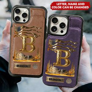 Name Initial Alphabet - Personalized Wallet Phone Case
