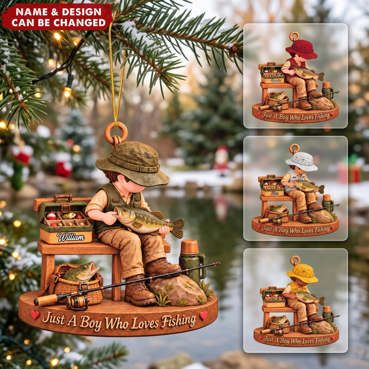 Just A Boy Who Loves Fishing – Personalized Acrylic Custom Shape Ornament