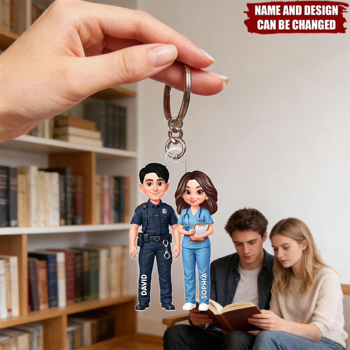 Police & Nurse Couple - Personalized Keychain, Gift for Couple, for Him, for Her