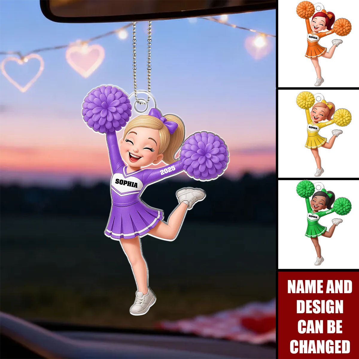 Cheerleader Girl - Personalized Car Hanger, Gift for Daughter, for Granddaughter
