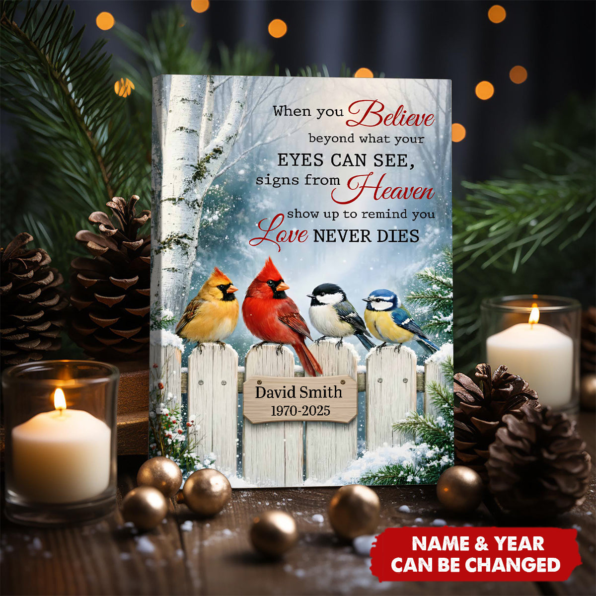 When You Believe, Signs From Heaven, Love Never Dies, Custom Vertical Poster, Memorial Gift