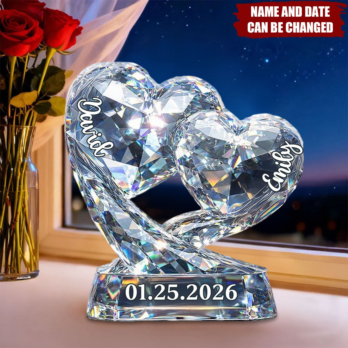 Romantic Love - Personalized Custom Shaped Acrylic Plaque, Gift For Couple