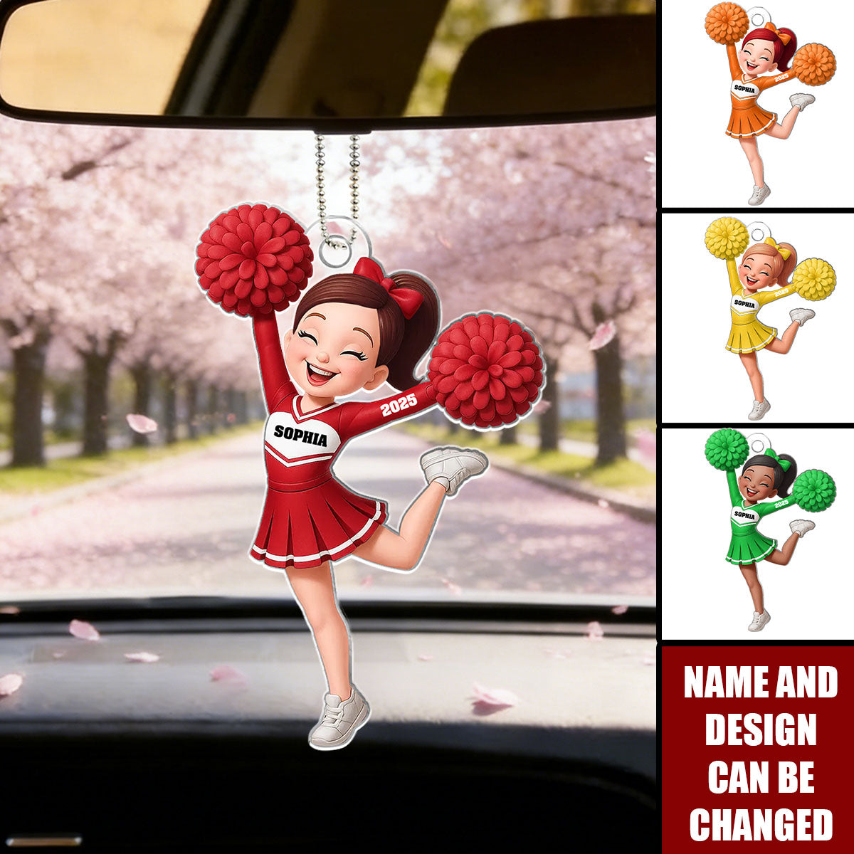Cheerleader Girl - Personalized Car Hanger, Gift for Daughter, for Granddaughter