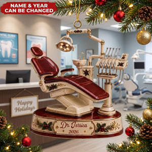 Dental Chair – Personalized Acrylic Custom Shape Ornament, Gift for Dentist