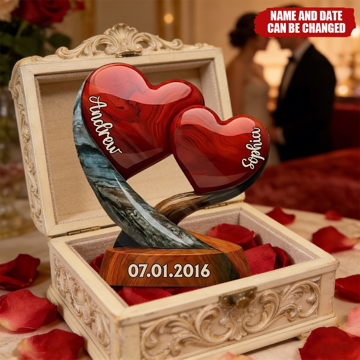 Couple Heart - Personalized Custom Shaped Acrylic Plaque, Gift For Couple