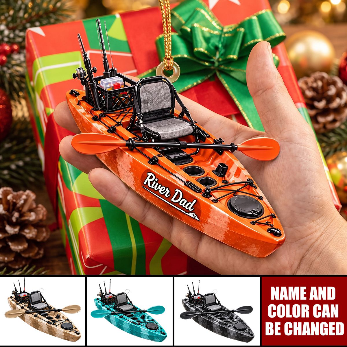 Personalized Fishing Kayak Acrylic Ornament — Gift For Fishermen & Fishing Lovers