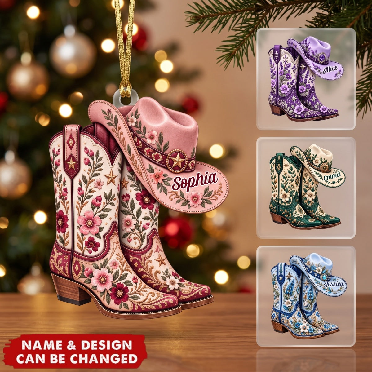 Cowgirl Boots & Hat – Personalized Acrylic Custom Shape Ornament