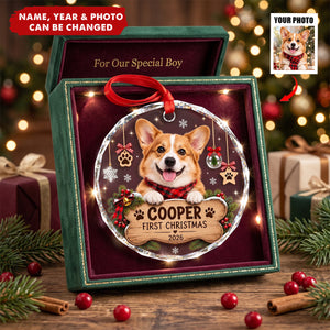Dog First Christmas - Personalized Glass Ornament