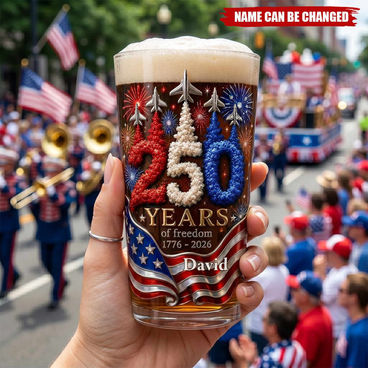Independence Anniversary - Personalized Beer Glass