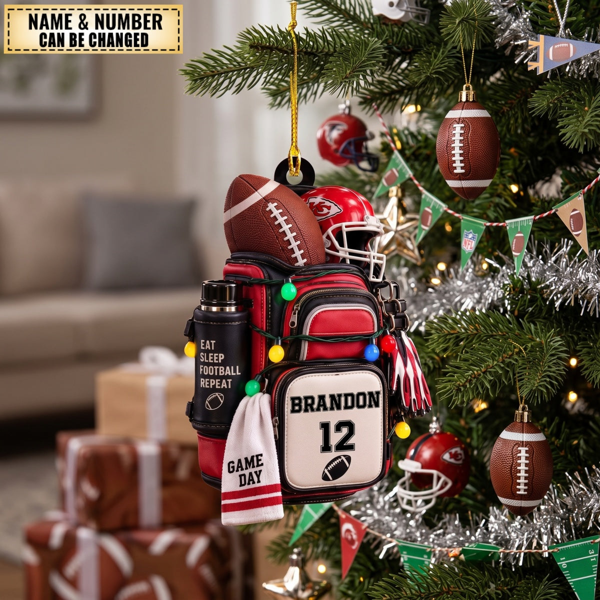 Football Bag – Personalized Acrylic Custom Shape Ornament, Gift for Son Husband
