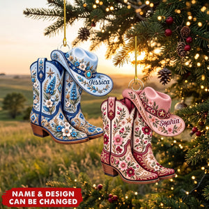 Cowgirl Boots & Hat – Personalized Acrylic Custom Shape Ornament
