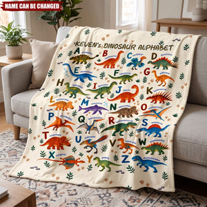 Dinosaur Alphabet Custom Name - Personalized Blanket, Gift for Baby and Toddlers
