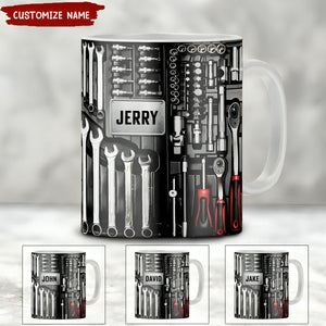Tool Box Mechanic Personalized Mug, Father's Day, Gifts for Men, Toolkit