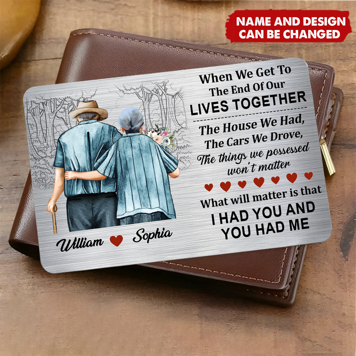 Family Old Couple When We Get - Personalized Aluminum Wallet Card