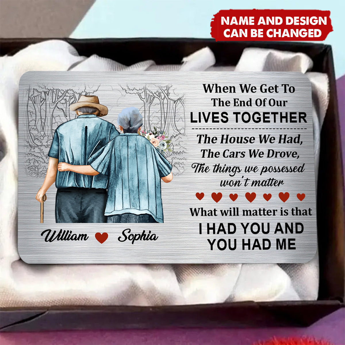 Family Old Couple When We Get - Personalized Aluminum Wallet Card