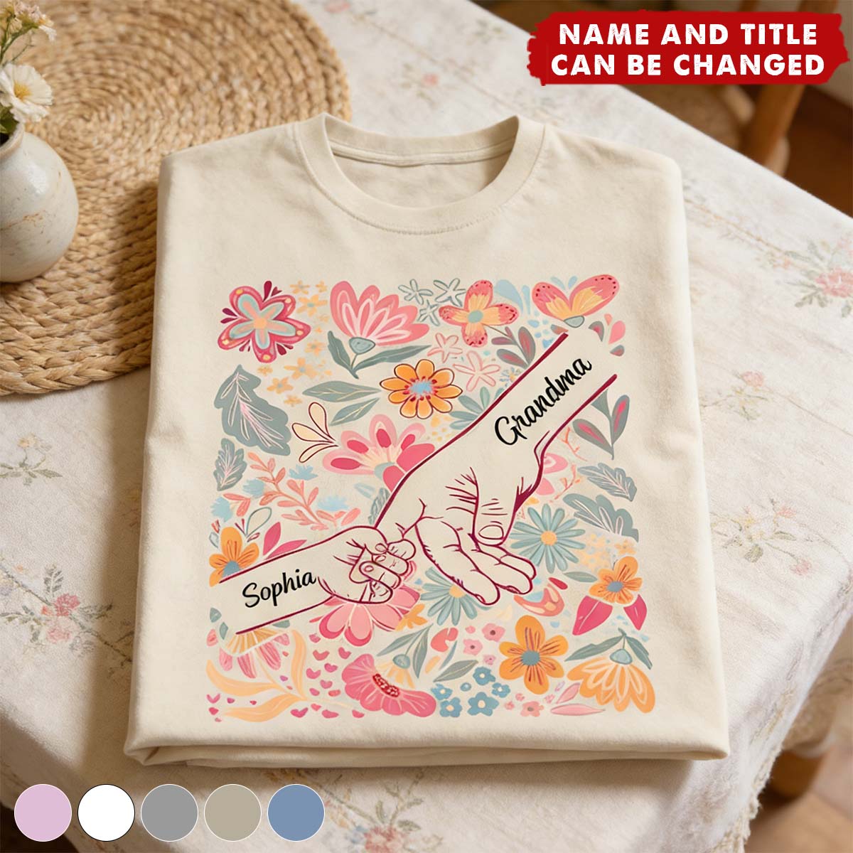 Kids Holding Hand Floral Boho - Personalized Shirt