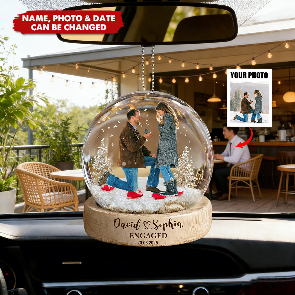 Our First Christmas Engaged Keepsake - Personalized Car Ornament