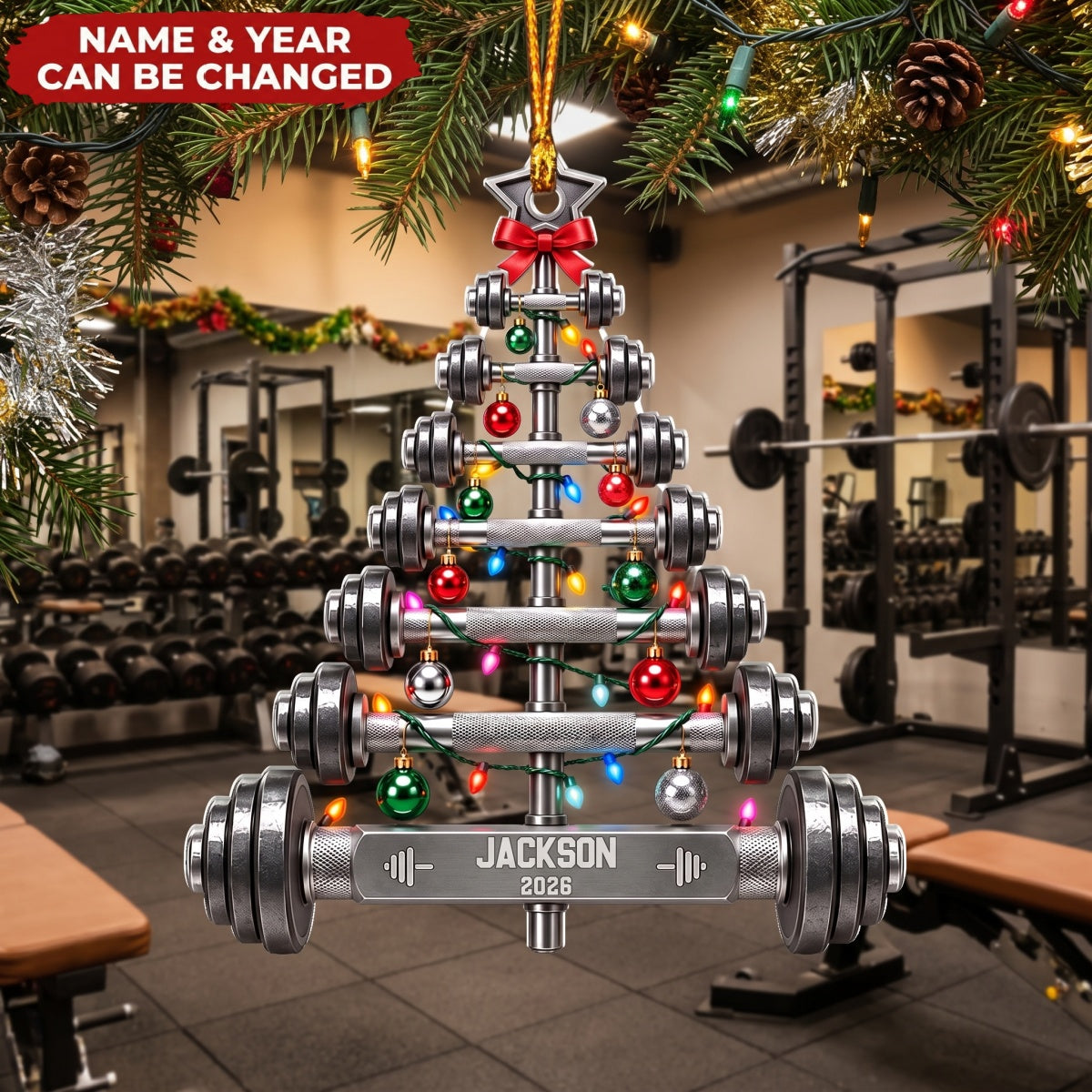 Gym Dumbbell – Personalized Acrylic Custom Shape Ornament