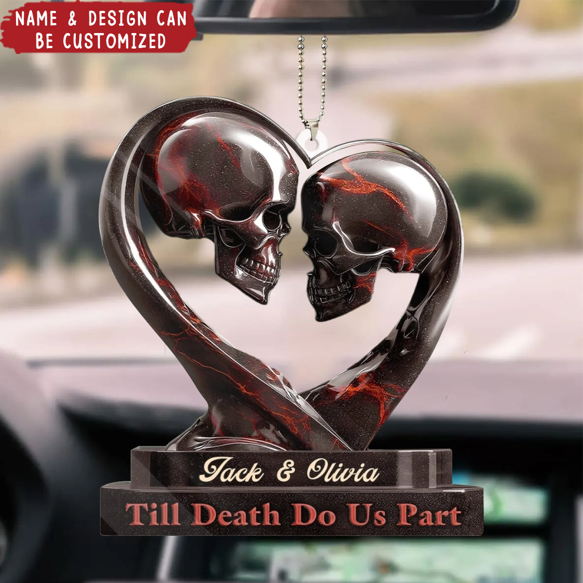 Our Love Story Never Dies - Personalized Acrylic Car Ornament, Gifts For Husband And Wife