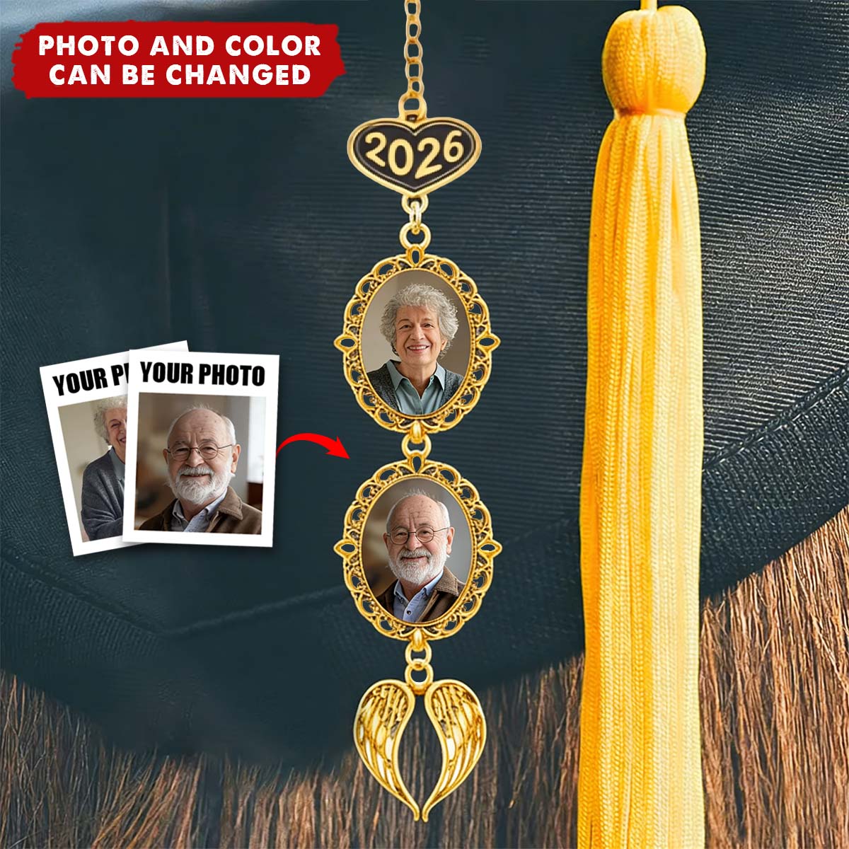 Forever in My Heart - Personalized Graduation Tassel Photo Charm