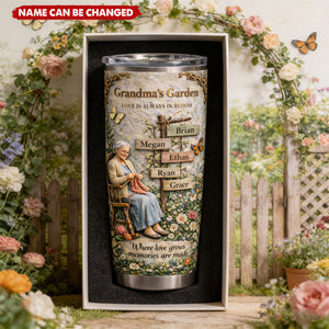 Vintage Grandma's Garden - Personalized Stainless Steel Tumbler, Gifts For Grandma