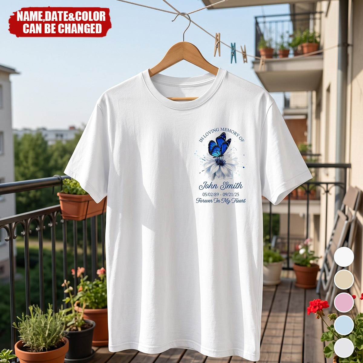 Memorial Butterfly Forever In My Heart - Personalized Shirt - Remembrance Gift