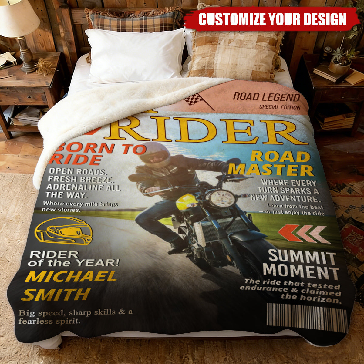 Custom Motorcyclist Magazine Blanket, Motorcycle Rider Gift