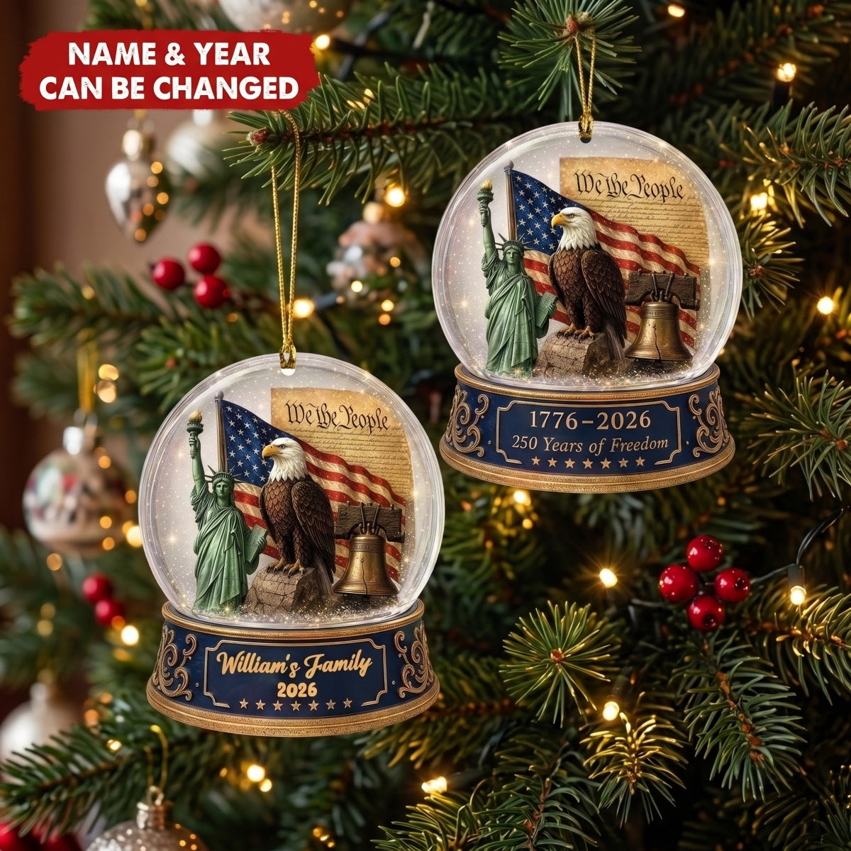 Patriotic Holiday - Personalized Acrylic Custom Shape Ornament
