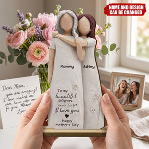 Mom Never Forget I Love You - Personalized 2-Layered Wooden Plaque, Mother's Day Gift For Mom