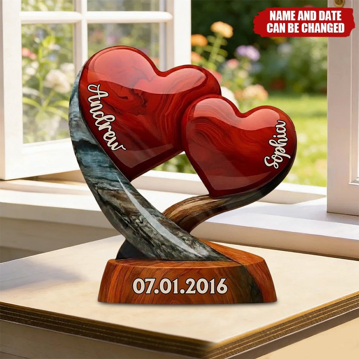 Couple Heart - Personalized Custom Shaped Acrylic Plaque, Gift For Couple