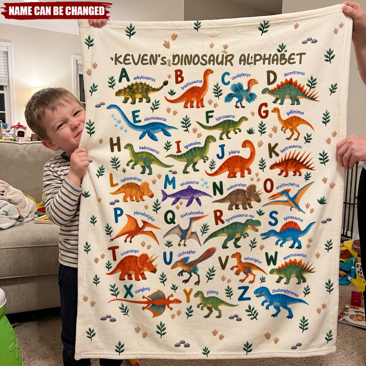 Dinosaur Alphabet Custom Name - Personalized Blanket, Gift for Baby and Toddlers