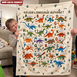 Dinosaur Alphabet Custom Name - Personalized Blanket, Gift for Baby and Toddlers