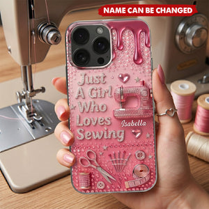 Just A Girl Who Loves Sewing - Personalized Phone Case, Gift For Sewing Lovers