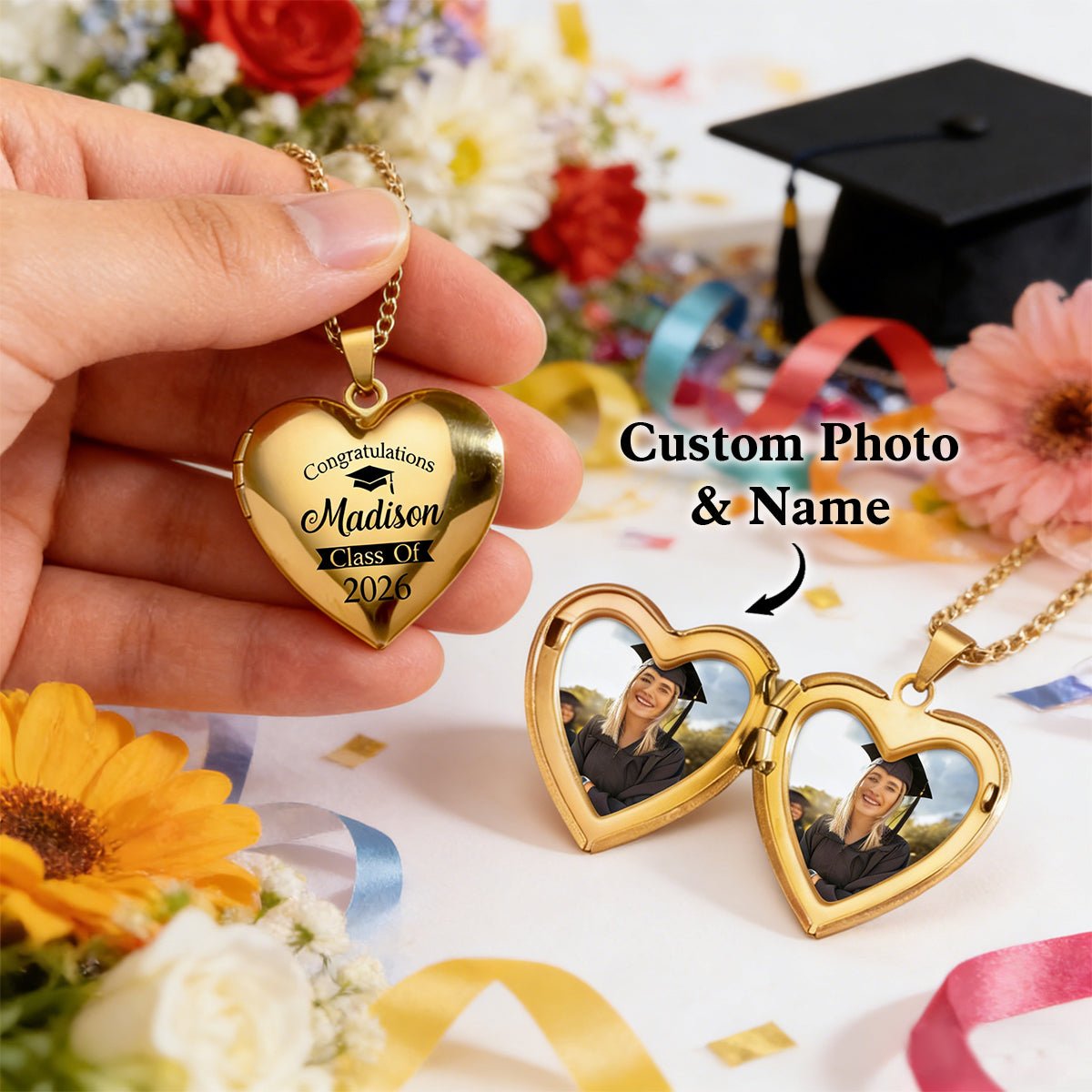 Graduation Photo Congratulations - Personalized Locket Necklace