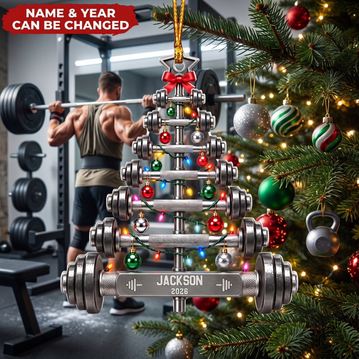 Gym Dumbbell – Personalized Acrylic Custom Shape Ornament