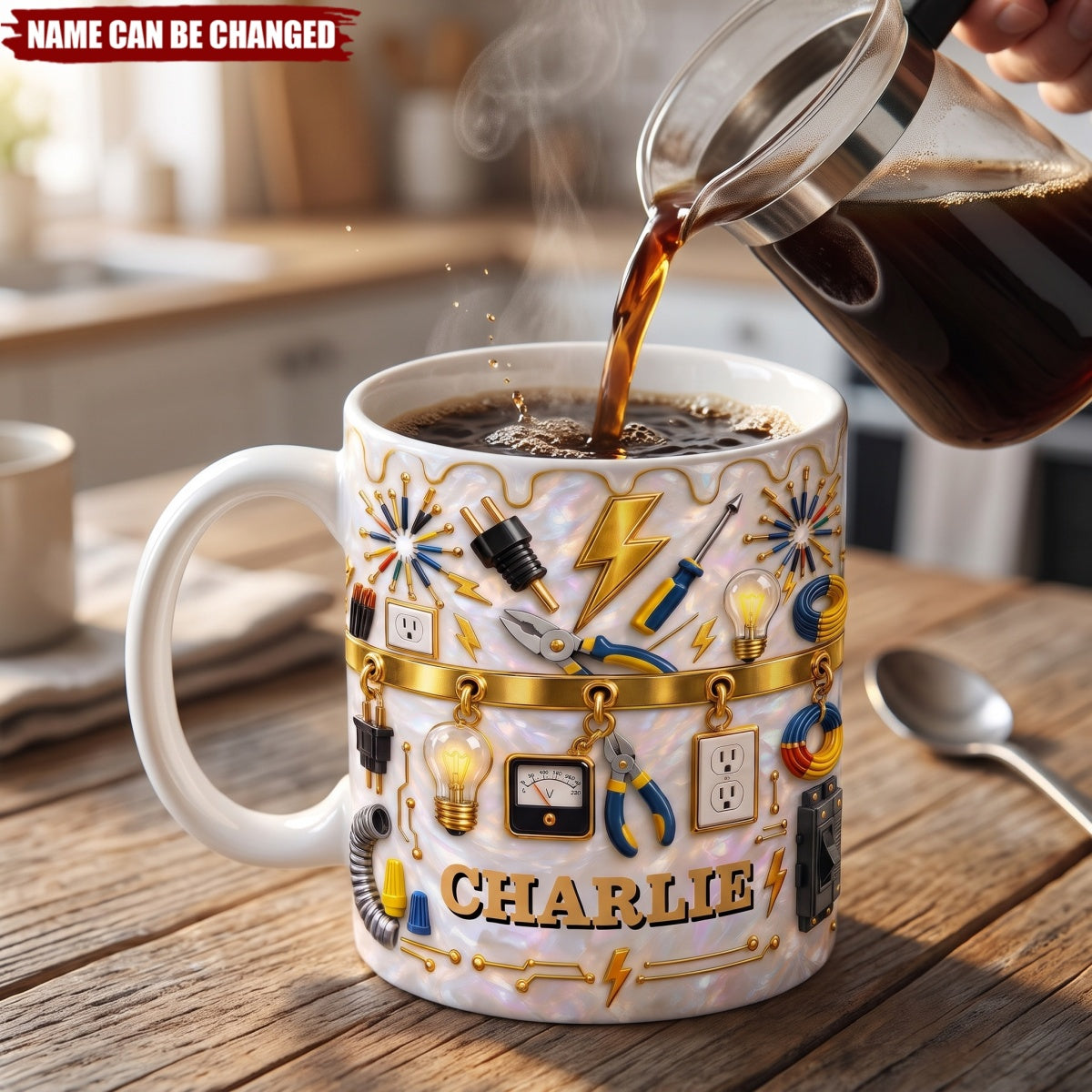 Light Up The World With Your Craft -Personalized Coffee Mug, Gift For Lineman