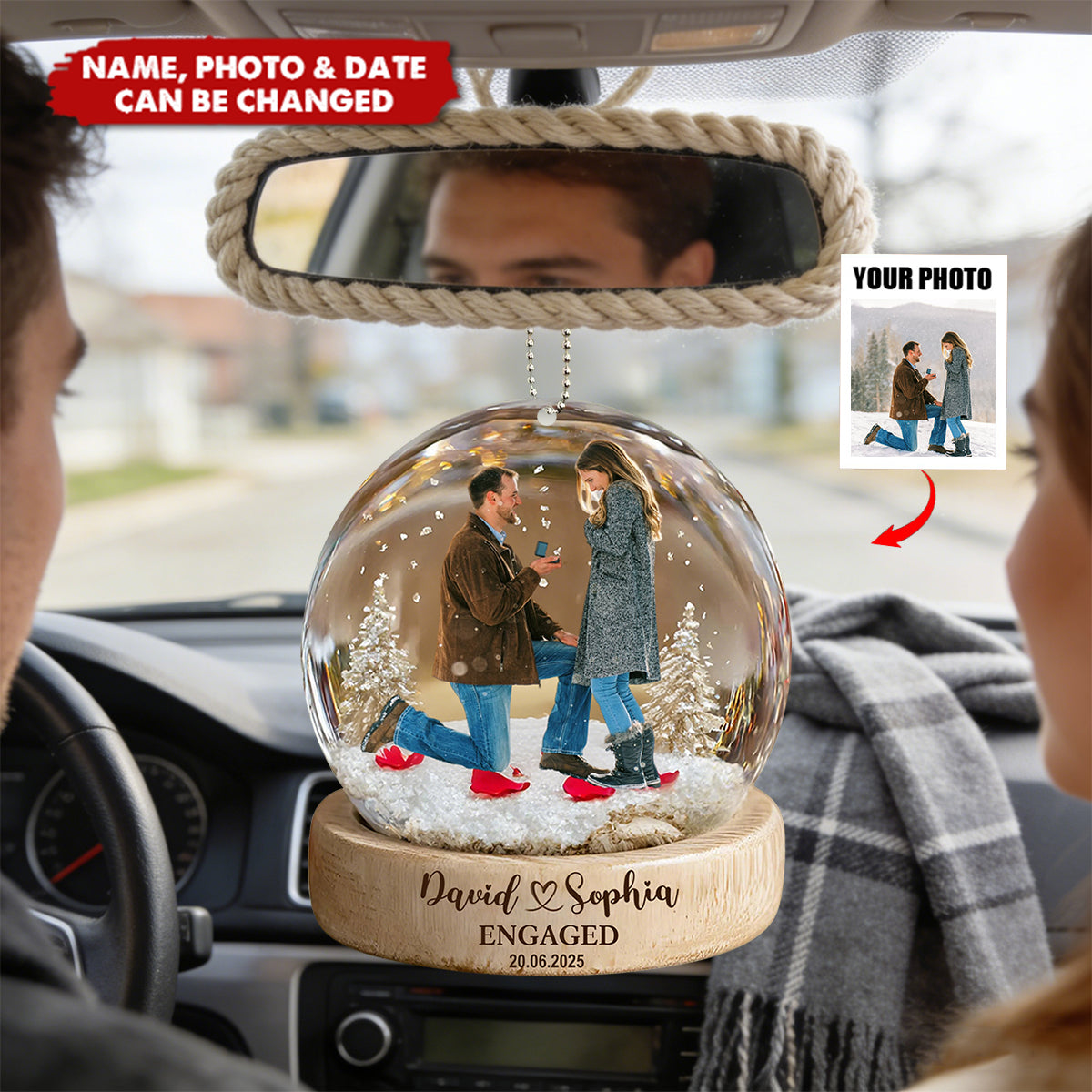 Our First Christmas Engaged Keepsake - Personalized Car Ornament